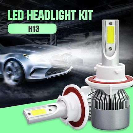 H13 LED Headlight Waterproof IP68 for Cars 2 Lamp Set - IP68 waterproof 6000K H13 LED replacement kit for improved night visibility