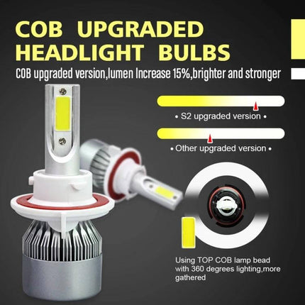 H13 LED Headlight Waterproof IP68 for Cars 2 Lamp Set - pair of COB upgraded 6000K LED bulbs, IP68 waterproof, easy install, bright white beam