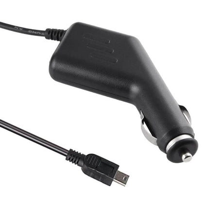 Universal Car Charger for GPS and Car DVR Devices — black cigarette lighter adapter with micro‑USB cable for in‑car navigation and DVR charging