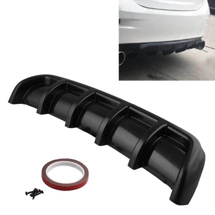 Universal Black Shark Fin Style Car Rear Bumper Lip Diffuser - black rear bumper diffuser with adhesive tape and screws