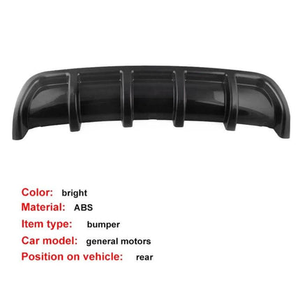 Universal Black Shark Fin Style Car Rear Bumper Lip Diffuser shown in glossy black ABS rear bumper diffuser for streamlined appearance