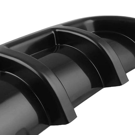 Universal Black Shark Fin Style Car Rear Bumper Lip Diffuser close-up black ABS rear bumper diffuser with aerodynamic fins