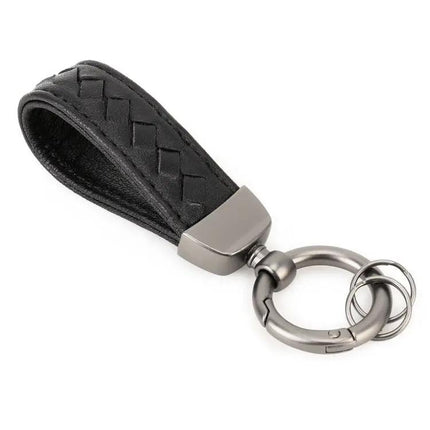 Braided Leather and Metal Keychain for Everyday Keys