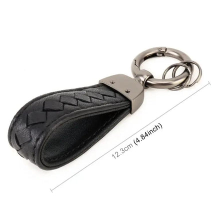Braided Leather and Metal Keychain for Everyday Keys
