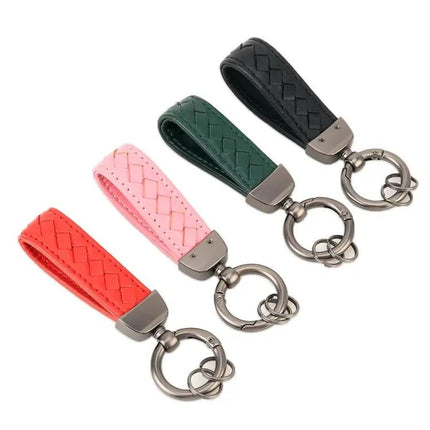 Braided Leather and Metal Keychain for Everyday Keys
