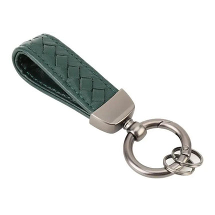 Braided Leather and Metal Keychain for Everyday Keys