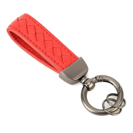Braided Leather and Metal Keychain for Everyday Keys