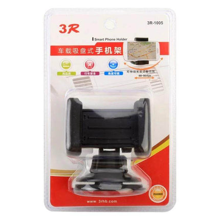 Universal Car Suction Cup Phone Holder for 68-80mm Devices in retail packaging showing black adjustable mount and suction base