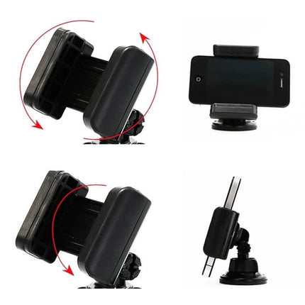 Universal Car Suction Cup Phone Holder for 68-80mm Devices - adjustable black car phone mount with suction cup securing 68-80mm smartphones