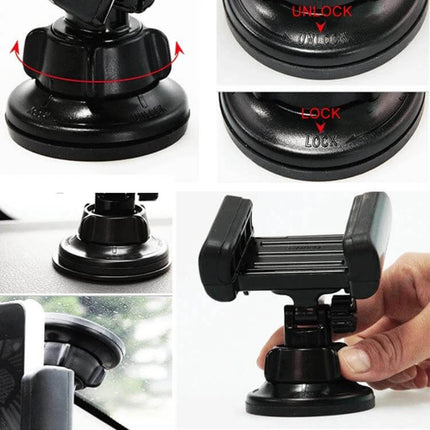 Universal Car Suction Cup Phone Holder for 68-80mm Devices - dashboard windshield mount securing smartphones for hands-free navigation and calls