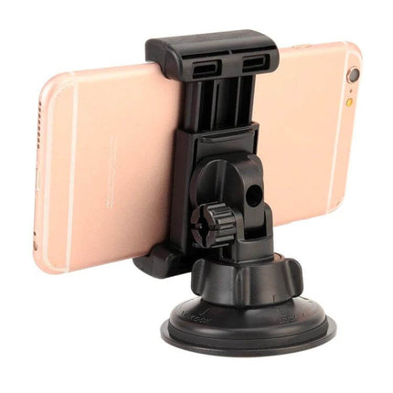 Universal Car Suction Cup Phone Holder for 68-80mm Devices mounted with smartphone using adjustable suction base for hands-free navigation