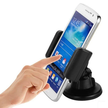 Universal Car Suction Cup Phone Holder for 68-80mm Devices - black adjustable car mount holding smartphone for navigation and hands-free use