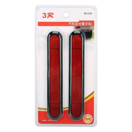 Reflective Car Warning Stickers, 2-Pack for Vehicle Safety - red rectangular adhesive reflectors in blister pack