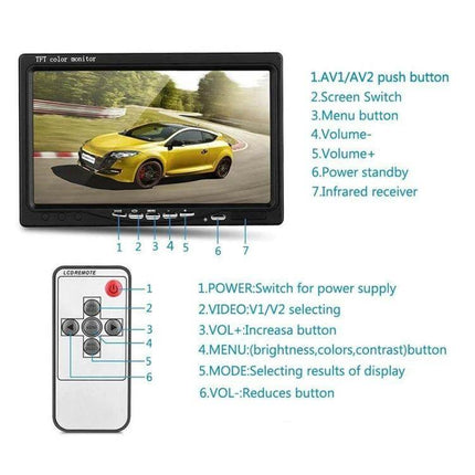 7 Inch Dual Camera Car Rearview Mirror for Driving Safety and Parking Assistance - 7" HD screen with dual cameras and remote for parking aid