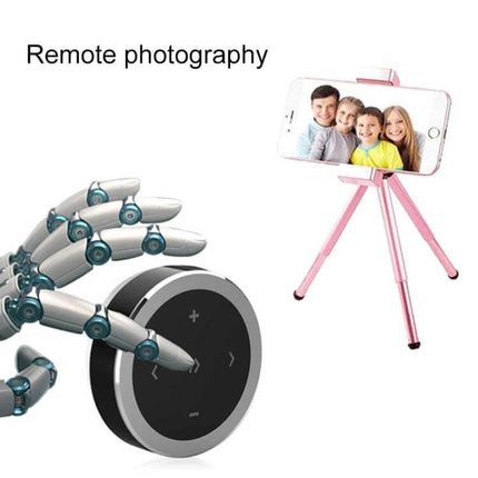 Car Wireless Bluetooth Steering Wheel Remote Controller With Holder compact Bluetooth remote with holder on steering wheel and phone tripod for media control