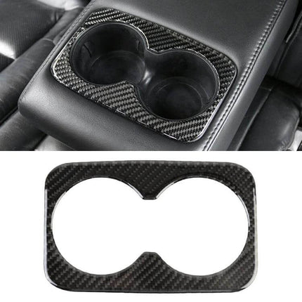 Carbon Fiber Decorative Sticker for Jeep Grand Cherokee Water Cup applied to center console cup holder, black carbon fiber texture