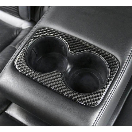 Carbon Fiber Decorative Sticker for Jeep Grand Cherokee Water Cup - carbon fiber cup holder trim installed on center console