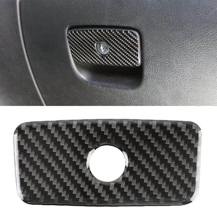 Carbon Fiber Front Passenger Storage Box for Jeep Grand Cherokee - carbon fiber cover installed on glove box handle, textured weave finish