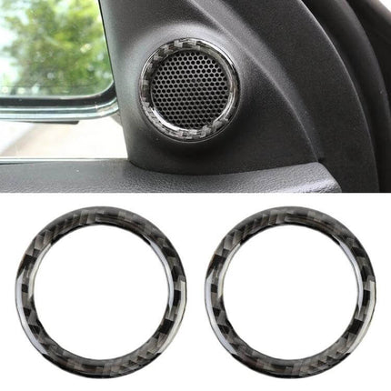 Carbon Fiber Decorative Stickers for Jeep Grand Cherokee Rear Horn - close-up of carbon fiber trim rings on rear horn speaker, easy-install accent