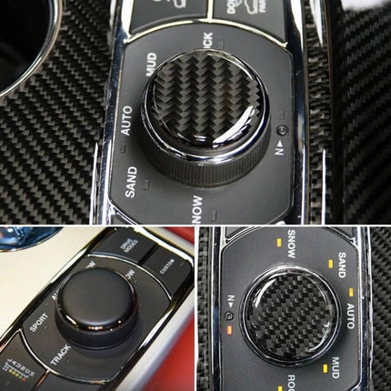 Carbon Fiber Decorative Sticker for Jeep Grand Cherokee Button on dashboard water cup rotate knob, carbon-fiber look interior accent