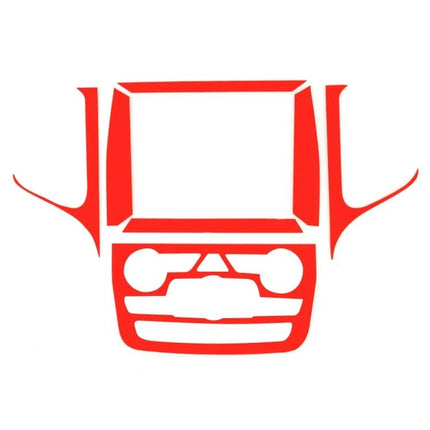 Carbon Fiber Decorative Sticker for Vehicle Central Control red vinyl decal overlay showing central console outline