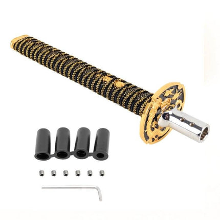 Universal Samurai Shaped Gear Shift Knob, 31.5cm Length - metal polyester samurai handle with adapters for manual transmission