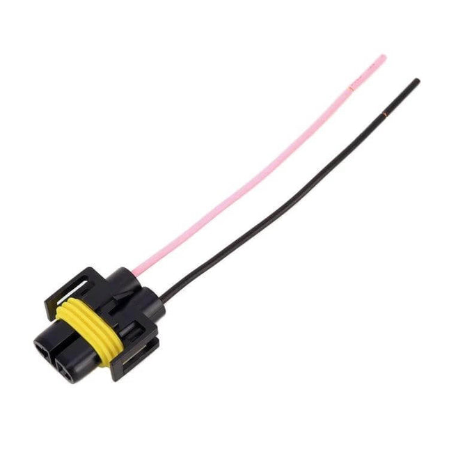 H11 Bulb Holder Base Socket With Wire For LED Headlights – black plastic adapter with pink and black wires for secure H11 LED installation