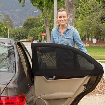 Two-Piece Car Side Window Sun Shade for Blocking Sun, 92x54cm installed on rear door blocking glare and heat