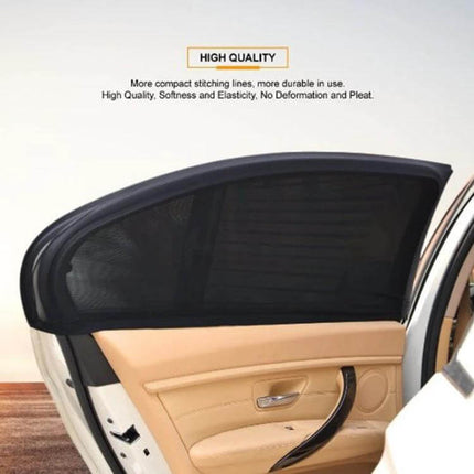 Two-Piece Car Side Window Sun Shade for Blocking Sun, 92x54cm - black mesh sunshade fitted on rear side window to reduce heat and glare