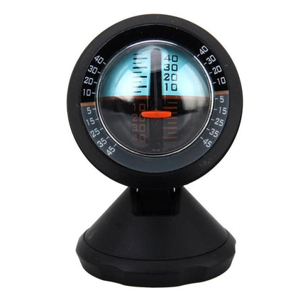 Car Inclinometer for Safer Driving on Sloped Roads - compact dashboard inclinometer showing degree markings and bubble level for accurate slope readings