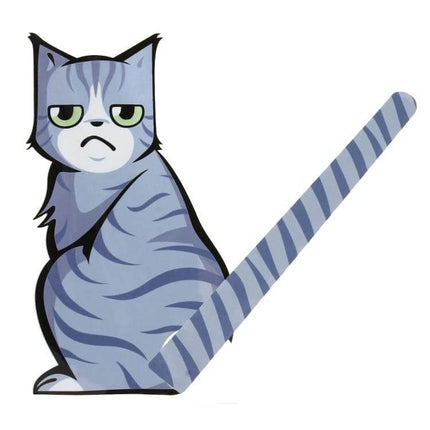 Self-Adhesive Reflective Cat Tail Decal for Vehicle Windshields - gray striped cat tail sticker for improved nighttime rear visibility