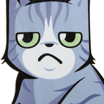Self-Adhesive Reflective Cat Tail Decal for Vehicle Windshields - gray grumpy cartoon cat sticker for car rear window visibility