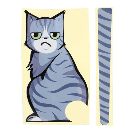 Self-Adhesive Reflective Cat Tail Decal for Vehicle Windshields - gray striped grumpy cat sticker for rear window visibility