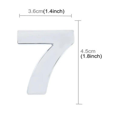 Self-Adhesive 3D Metal Number Emblem for Car Decoration