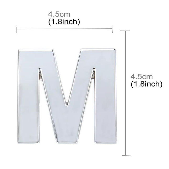 3D Car Badge Emblem Letter M X Metal Self-Adhesive