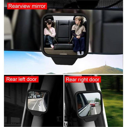Adjustable Wide Angle Blind Spot Rear View Mirror for Vehicles showing expanded rear and side views reducing blind spots