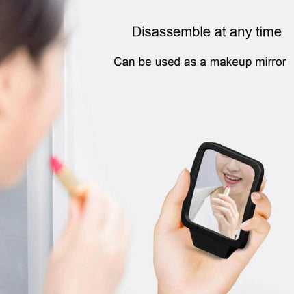 Adjustable Wide Angle Blind Spot Rear View Mirror for Vehicles shown detached used as a handheld makeup mirror demonstrating adjustable wide-angle view