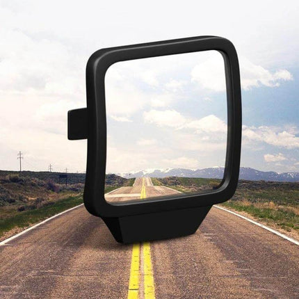 Adjustable Wide Angle Blind Spot Rear View Mirror for Vehicles mounted showing expanded field of view for safer lane changes and parking