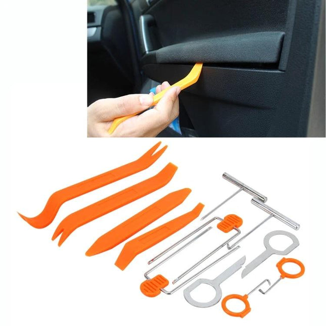 Essential Tool Kit for Home Car Audio System Repairs - orange plastic trim removal and radio removal tools for dashboard panel work
