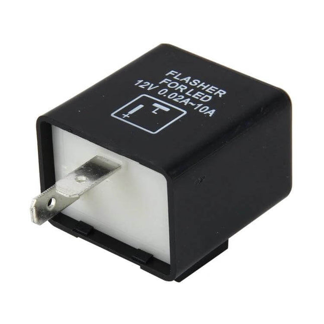 LED Turn Signal Flasher Relay for Motorcycles with 2-Pin Design - black 2-pin LED flasher relay for motorcycles, fixes hyper-flashing