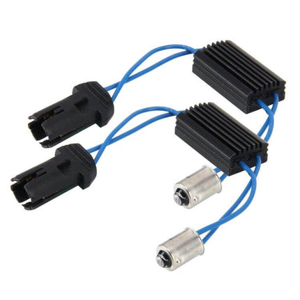 Canbus Error Canceller For Car Headlights And Indicator Lights compact LED module with blue wires and resistors to prevent dashboard error warnings