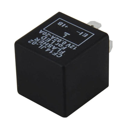 LED 3-Pin Turn Signal Flasher Relay for European Cars black 3-pin plug-and-play replacement relay close-up image