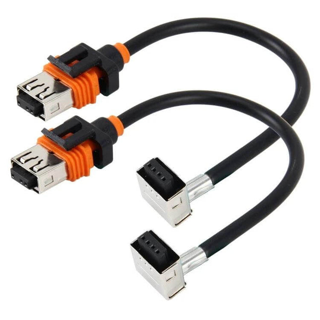 HID Xenon Cable Adapter Connect Bulbs to Ballast 2 Pack - pair of D1 bulb to ballast automotive wiring adapters with orange seals and black cables