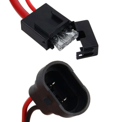 HID Xenon Controller Relay Wiring Kit With Waterproof Switch – close-up of relay connector, inline fuse holder and waterproof switch wiring