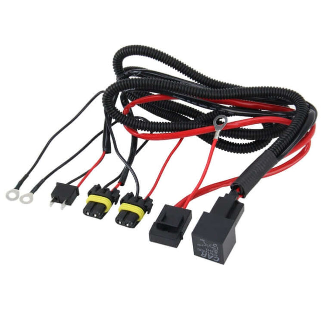 H7 HID Xenon Wiring Harness for Vehicle Headlights with water-resistant switch, dual-circuit connectors and overload protection