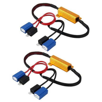 Car Canbus LED Decoder Pair Two Pack for Fog Lights and DRL - pair of gold resistors with blue/black connectors to prevent CAN bus errors and flicker