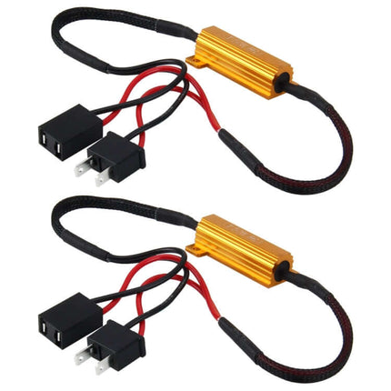 Car Canbus LED Error Canceller, 2 Pack, For Fog Lights – gold inline 8Ω plug‑and‑play decoders with wiring for 12V LED fog lights