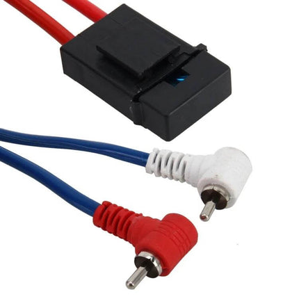 Car Audio Wiring Kit For Subwoofer Amplifier Installation with color-coded red blue RCA cables and inline fuse holder for clean reliable bass setup
