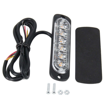 Car Emergency Strobe Light Waterproof For Roadside Safety - 6-LED waterproof strobe with auto-on head, wiring, screws and adhesive pad for roadside signaling