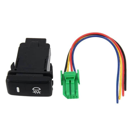 Fog Light Switch 5 Pin On Off Button For Front Lamp - black 5-pin on/off fog lamp switch with 4-wire harness and green connector